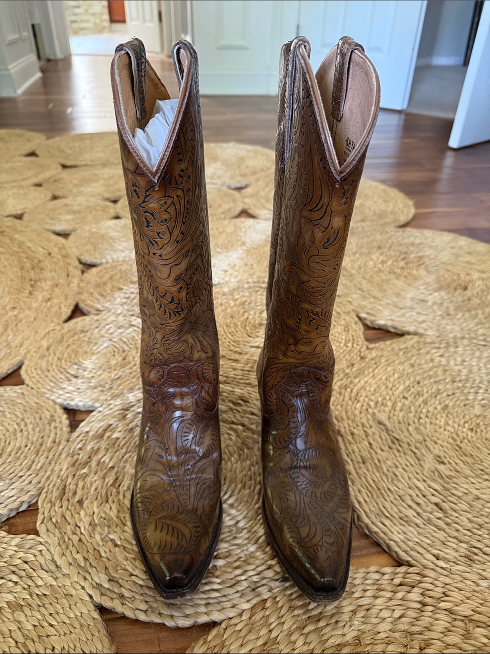 Classic Brown Tooled Leather Cowboy Boots